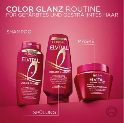 Kem ủ tóc Loreal Paris Elvital Color Glanz Pflege-Maske cho tóc nhuộm, 300ml Kem ủ tóc Loreal Paris Elvital Color Glanz Pflege-Maske cho tóc nhuộm, 300ml
