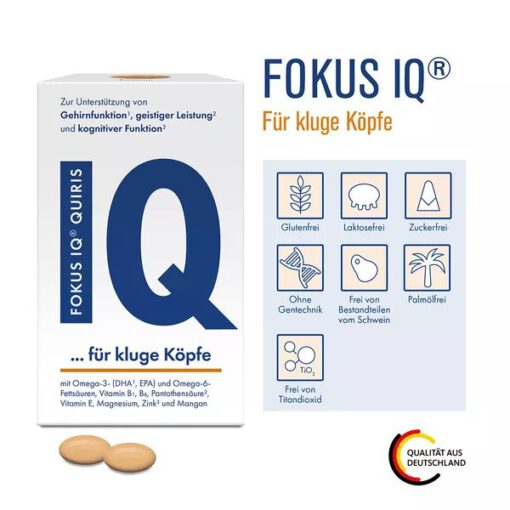 Viên uống FOKUS IQ QUIRIS hỗ trợ trí não, 120 viên
