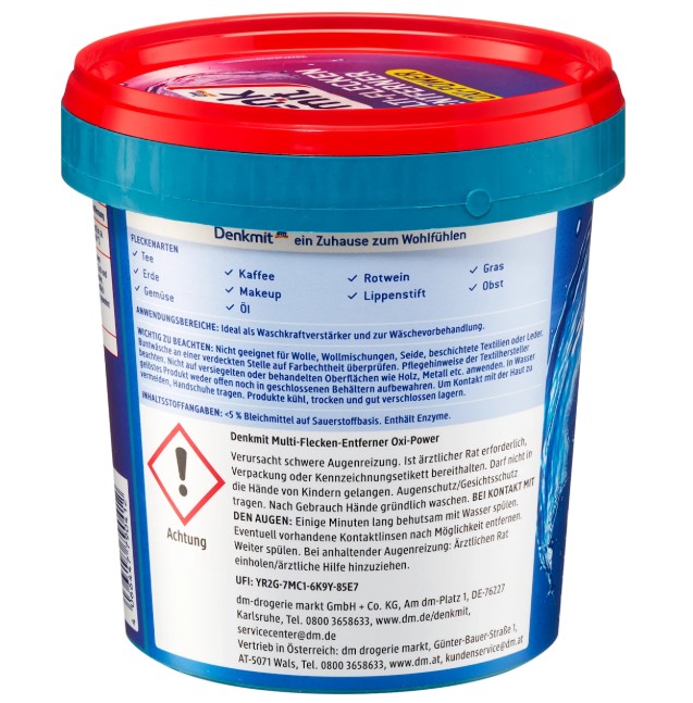 Bột tẩy vết bẩn quần áo màu Denkmit Oxi Power Multi-Flecken-Entferner, 750g Bột tẩy vết bẩn quần áo màu Denkmit Oxi Power Multi-Flecken-Entferner, 750g
