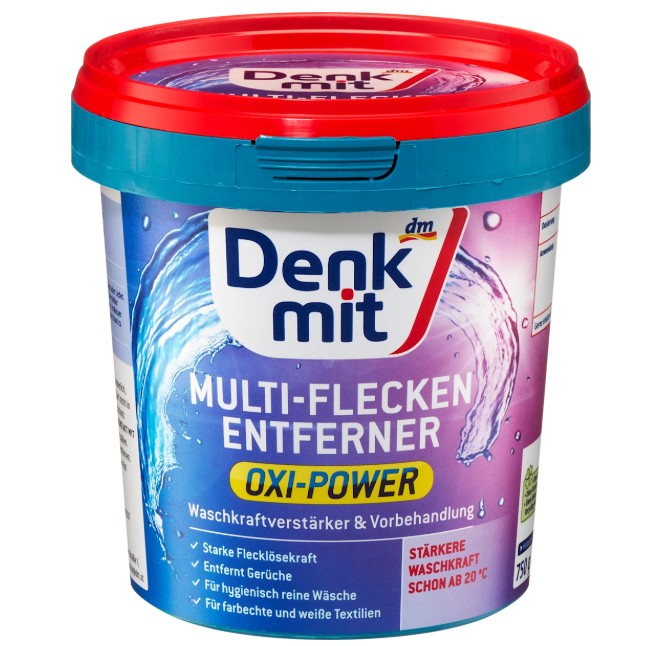 Bột tẩy vết bẩn quần áo màu Denkmit Oxi Power Multi-Flecken-Entferner, 750g Bột tẩy vết bẩn quần áo màu Denkmit Oxi Power Multi-Flecken-Entferner, 750g