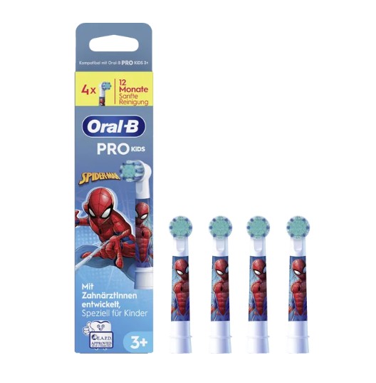 Đầu bàn chải điện Oral-B KIDS Spiderman cho trẻ em, 4 chiếc Đầu bàn chải điện Oral-B KIDS Spiderman cho trẻ em, 4 chiếc