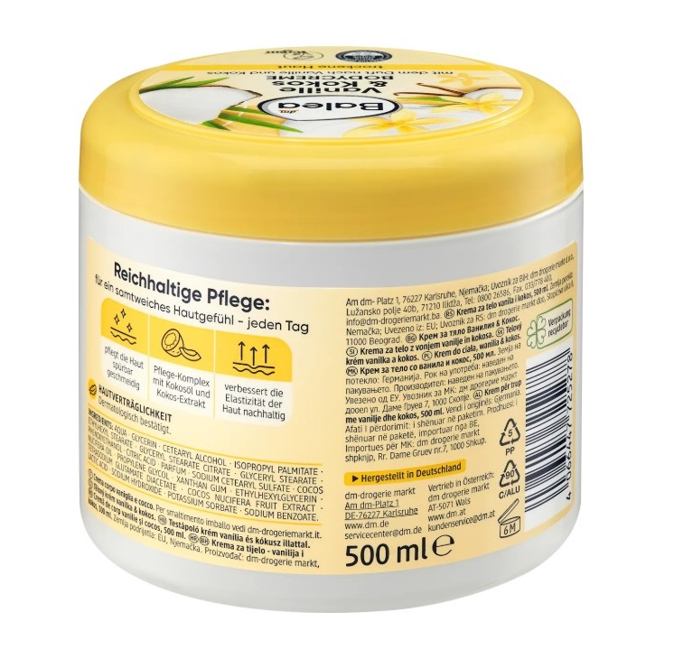Kem dưỡng thể Balea Bodycreme Vanille & Cocos chiết xuất vani và dừa, 500ml Kem dưỡng thể Balea Bodycreme Vanille & Cocos chiết xuất vani và dừa, 500ml