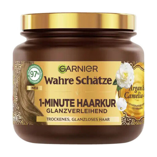 Kem ủ tóc Garnier Wahre Schätze 1-Minute Haarkur Argan & Camelia-Öl cho tóc khô, xỉn màu, 340ml