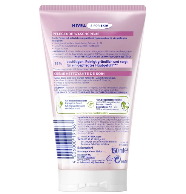 Sữa rửa mặt NIVEA Waschcreme Pflegend cho da khô và nhạy cảm, 150ml Sữa rửa mặt NIVEA Waschcreme Pflegend cho da khô và nhạy cảm, 150ml