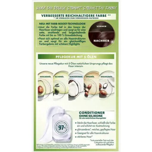 Thuốc nhuộm tóc Garnier Nutrisse 3.23 Dunkles Diamant Braun - màu nâu kim cương đậm, 1 hộp