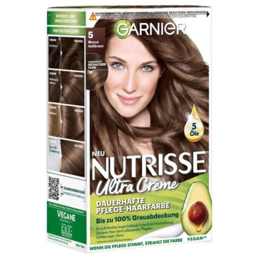 Thuốc nhuộm tóc Garnier Nutrisse 5 Mocca Hellbraun - màu nâu moca nhạt, 1 hộp