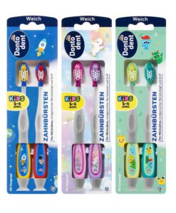 Bàn chải đánh răng Dontodent Kids cho trẻ em từ 3-6 tuổi, set 2 chiếc
