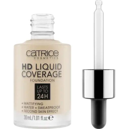 Kem nền Catrice HD Liquid Coverage Foundation 24h - 10 Light Beige, 30ml