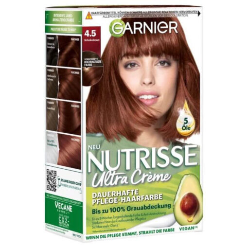 Thuốc nhuộm tóc Garnier Nutrisse 4.5 Schokobraun - màu nâu socola sáng, 1 hộp
