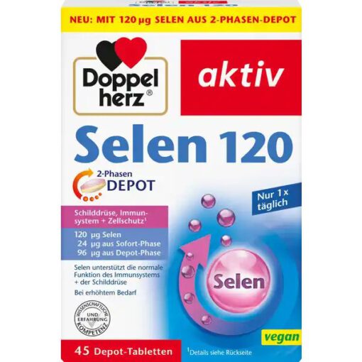 Viên uống Doppelherz Selen 120 hỗ trợ tuyến giáp và hệ miễn dịch, 45 viên