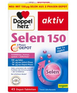Viên uống Doppelherz Selen 150 hỗ trợ tuyến giáp và hệ miễn dịch, 45 viên