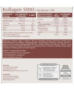 Collagen uống altapharma Kollagen 5000 + Hyaluron 100 làm đẹp da, 20x25ml