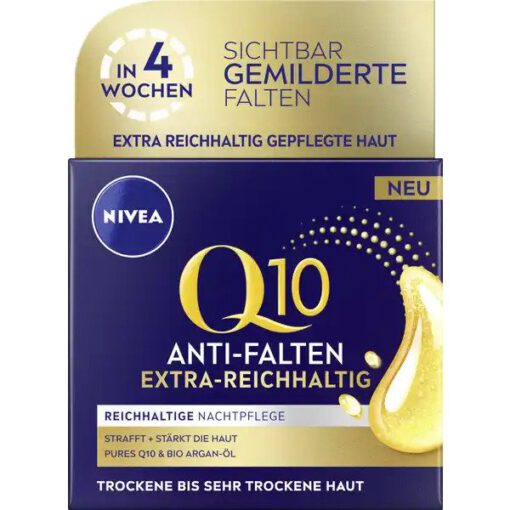 Kem dưỡng da Nivea Q10 Anti-Falten Extra Reichhaltige Nachtpflege ban đêm cho da rất khô, 50ml