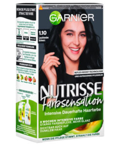 Thuốc nhuộm tóc Garnier Nutrisse 1.10 Leuchtendes Schwarz - màu đen tự nhiên, 1 hộp