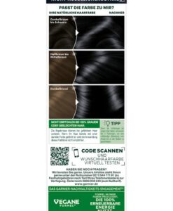 Thuốc nhuộm tóc Garnier Nutrisse 1.10 Leuchtendes Schwarz - màu đen tự nhiên, 1 hộp