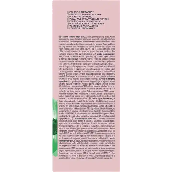 Băng vệ sinh Tampon Facelle Super Plus, 32 chiếc Băng vệ sinh Tampon Facelle Super Plus, 32 chiếc