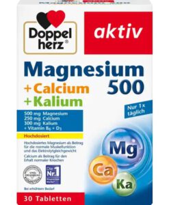 Viên uống bổ sung magie Doppelherz Magnesium 500 + Calcium + Kalium, 30 viên