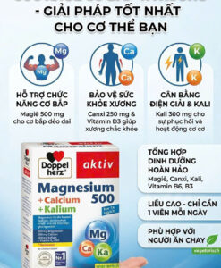 Viên uống bổ sung magie Doppelherz Magnesium 500 + Calcium + Kalium, 30 viên