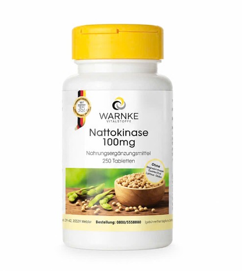 Viên uống WARNKE Nattokinase 100mg phòng ngừa tai biến, đột quỵ, 250 viên