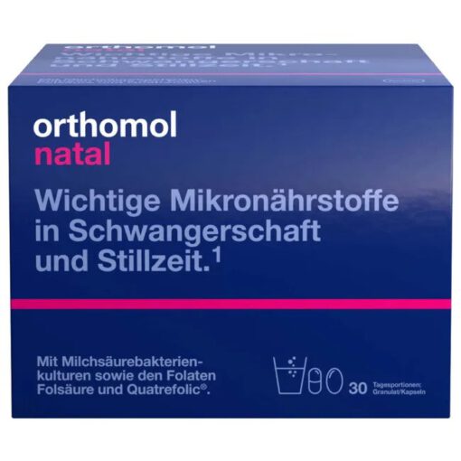 Vitamin bà bầu Orthomol Natal Granulat/Kapseln dạng bột, 30 ngày