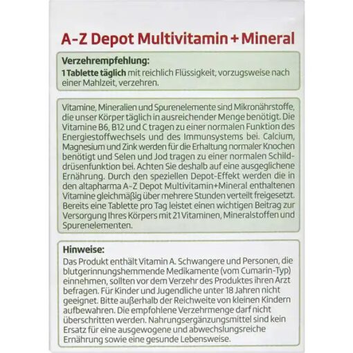 Vitamin tổng hợp altapharma A-Z Depot, 100 viên