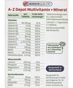 Vitamin tổng hợp altapharma A-Z Depot, 100 viên