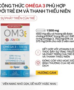 Viên uống OM3 Junior bổ sung Omega-3 và vitamin D cho trẻ em từ 6-15 tuổi, 45 viên