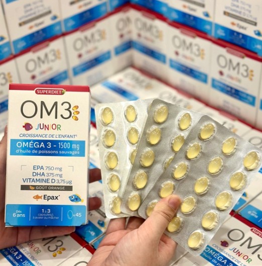 Viên uống OM3 Junior bổ sung Omega-3 và vitamin D cho trẻ em từ 6-15 tuổi, 45 viên Viên uống OM3 Junior bổ sung Omega-3 và vitamin D cho trẻ em từ 6-15 tuổi, 45 viên