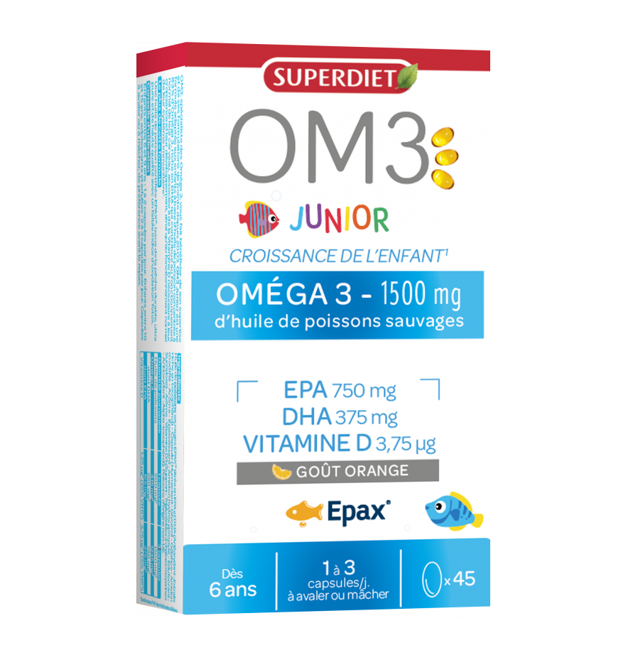 Viên uống OM3 Junior bổ sung Omega-3 và vitamin A, D cho trẻ em từ 6-15 tuổi, 45 viên
