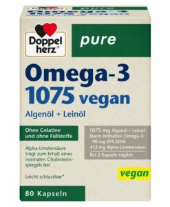 Viên uống Omega-3 thuần chay Doppelherz Pure Omega-3 1075 Vegan, 80 viên