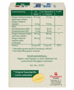 Viên uống Omega-3 thuần chay Doppelherz Pure Omega-3 1075 Vegan, 80 viên