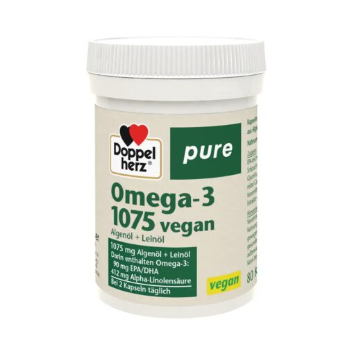 Viên uống Omega-3 thuần chay Doppelherz Pure Omega-3 1075 Vegan, 80 viên