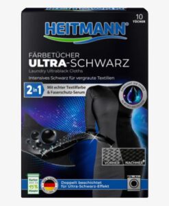 Giấy giặt nhuộm đen quần áo Heitmann Ultra Schwarz 2in1, 10 miếng