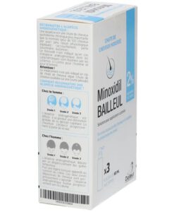 Xịt mọc tóc, chống rụng tóc Minoxidil Bailleul 2 %, 3 chai x 60ml