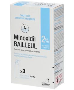 Xịt mọc tóc, chống rụng tóc Minoxidil Bailleul 2 %, 3 chai x 60ml