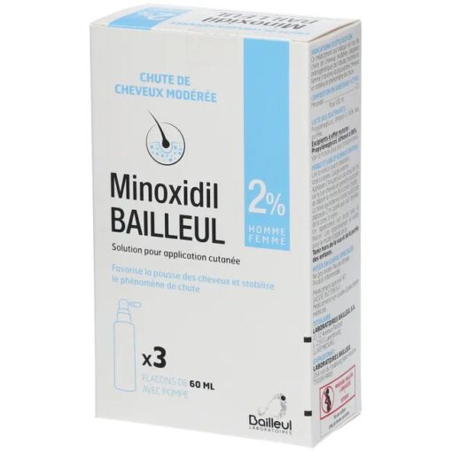 Xịt mọc tóc, chống rụng tóc Minoxidil Bailleul 2 %, 3 chai x 60ml