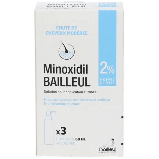 Xịt mọc tóc, chống rụng tóc Minoxidil Bailleul 2 %, 3 chai x 60ml