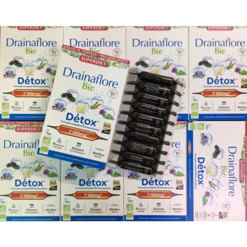 Detox thải độc chuyên sâu SUPERDIET Drainaflore Bio, 20 ống