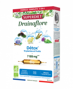 Detox thải độc chuyên sâu SUPERDIET Drainaflore Bio, 20 ống