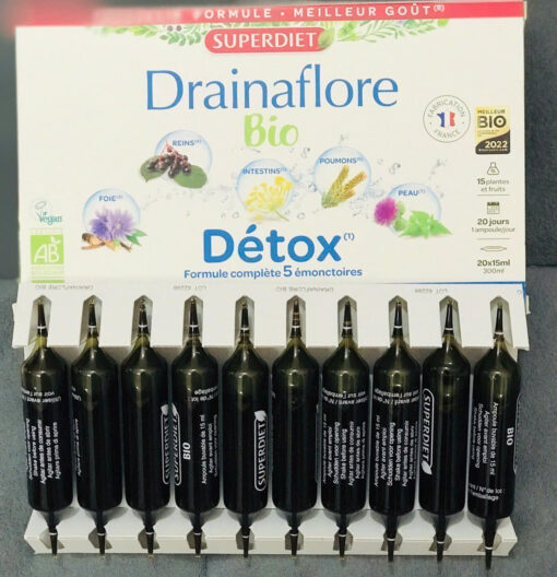 Detox thải độc chuyên sâu SUPERDIET Drainaflore Bio, 20 ống