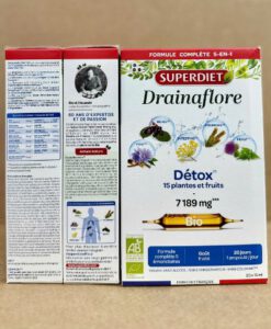 Detox thải độc chuyên sâu SUPERDIET Drainaflore Bio, 20 ống