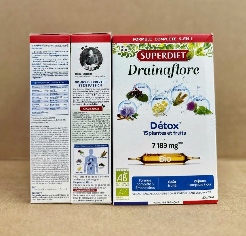Detox thải độc chuyên sâu SUPERDIET Drainaflore Bio, 20 ống Detox thải độc chuyên sâu SUPERDIET Drainaflore Bio, 20 ống