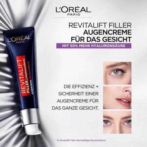 Kem dưỡng mắt Loreal Revitalift Filler Augencreme chống lão hóa, giảm nếp nhăn, 30ml