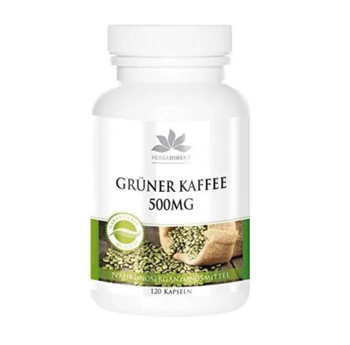 Viên uống giảm cân Herbadirekt Gruner Kaffee 500mg chiết xuất cà phê xanh, 120 viên