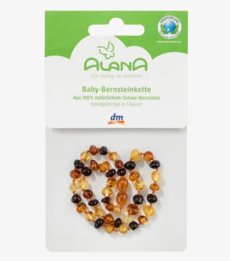 Vòng hổ phách ALANA Baby Bernsteinkette Braun & Gelb- màu nâu và vàng, 1 chiếc