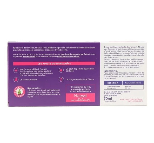 Chai uống Milical Extra Artichaut Detox thải độc gan, 7 ống x 10ml Chai uống Milical Extra Artichaut Detox thải độc gan, 7 ống x 10ml