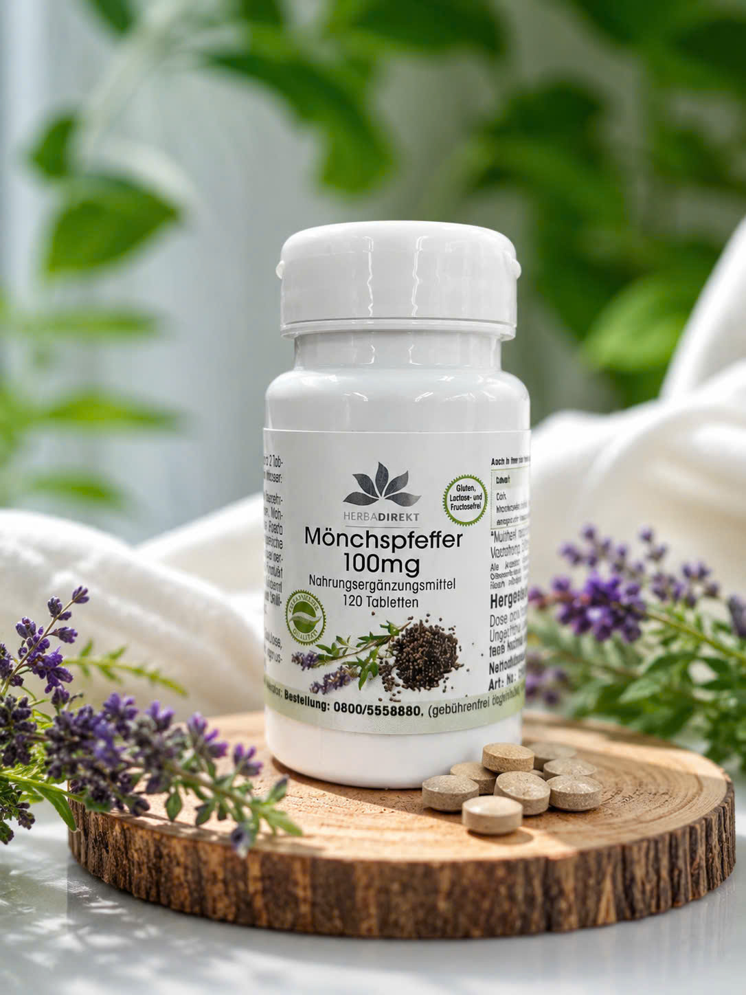 Viên uống nội tiết tố Herbadirekt Mönchspfeffer 100mg chiết xuất cây trinh nữ, 120 viên Viên uống nội tiết tố Herbadirekt Mönchspfeffer 100mg chiết xuất cây trinh nữ, 120 viên