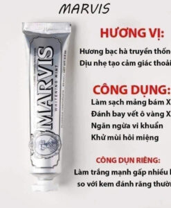 Kem đánh răng Marvis Whitening Mint làm trắng răng, 85ml