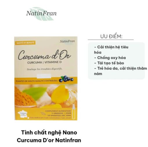 Tinh chất nghệ Nano Curcuma D’Or NatinFran dạng nước, 10 ống