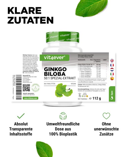 Viên uống bổ não Vit4ever Ginkgo Biloba 6000 mg, 365 viên